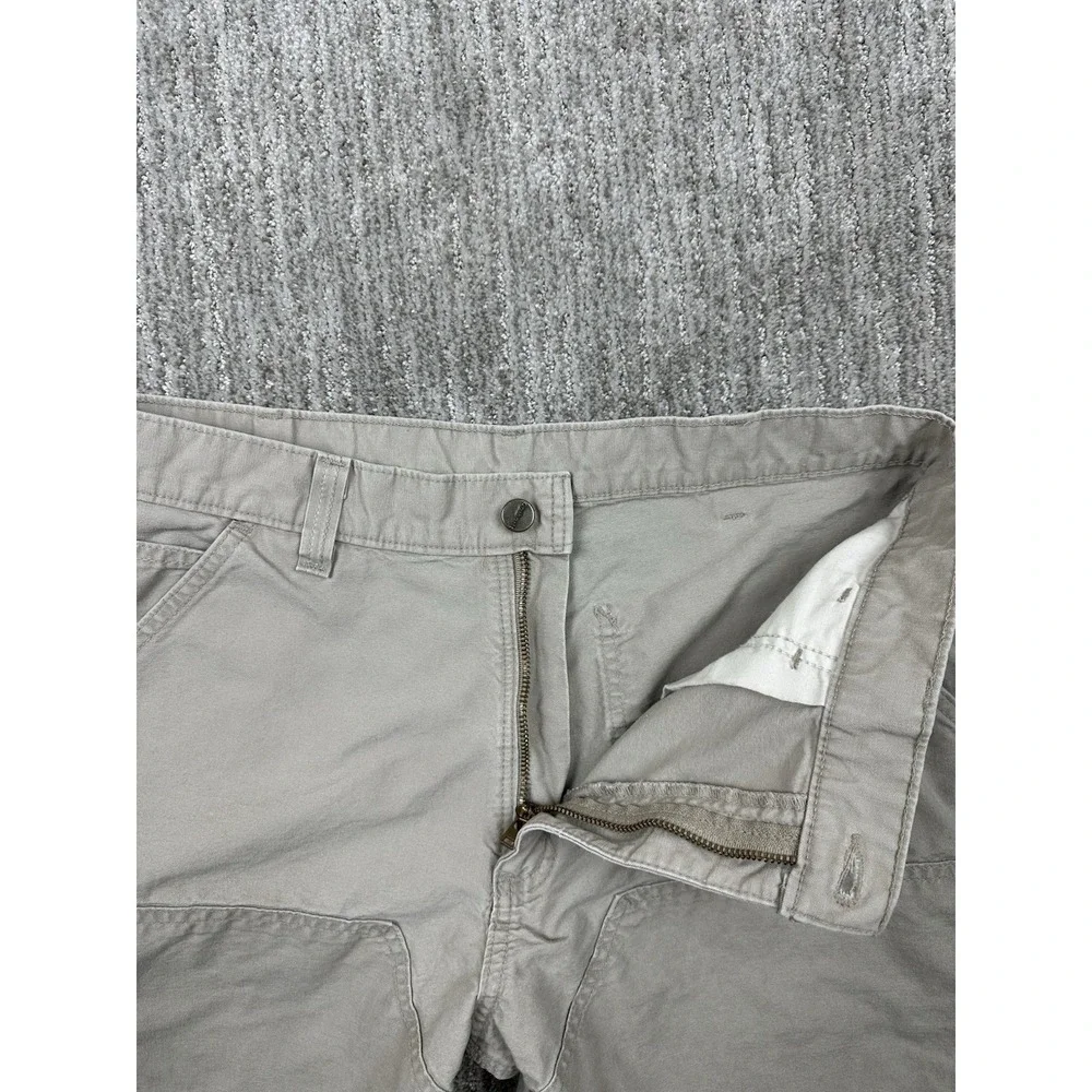 Vtg Y2K Carhartt Double Knee Carpenter Shorts Mens 34 Beige Leather Tag B201 Tan